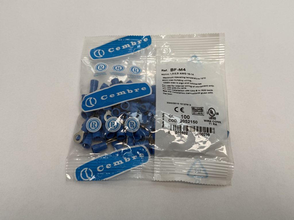 Cembre BF-M4 Insulated Ring Terminal 16-14 AWG M4 Stud Blue 2052150 Bag Of 100