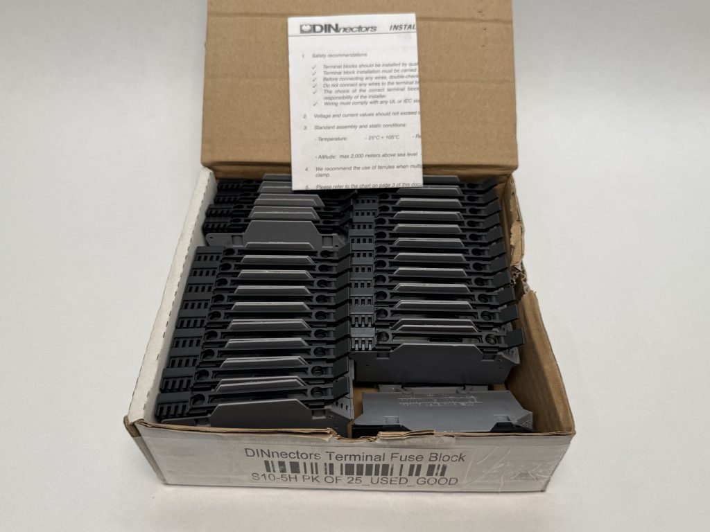 DINnectors S10-5H Fuse Terminal Block 5x20mm 600V 20-8 AWG Gray S10H 25 Pcs