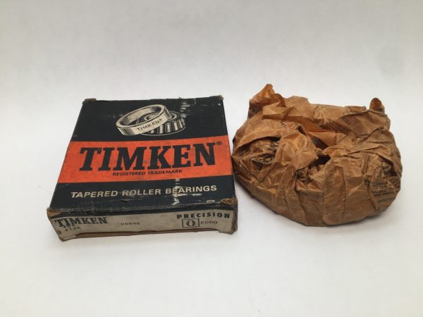 Timken 484/472B tapered roller bearing cone and cup box next to a wrapped bearing in paper