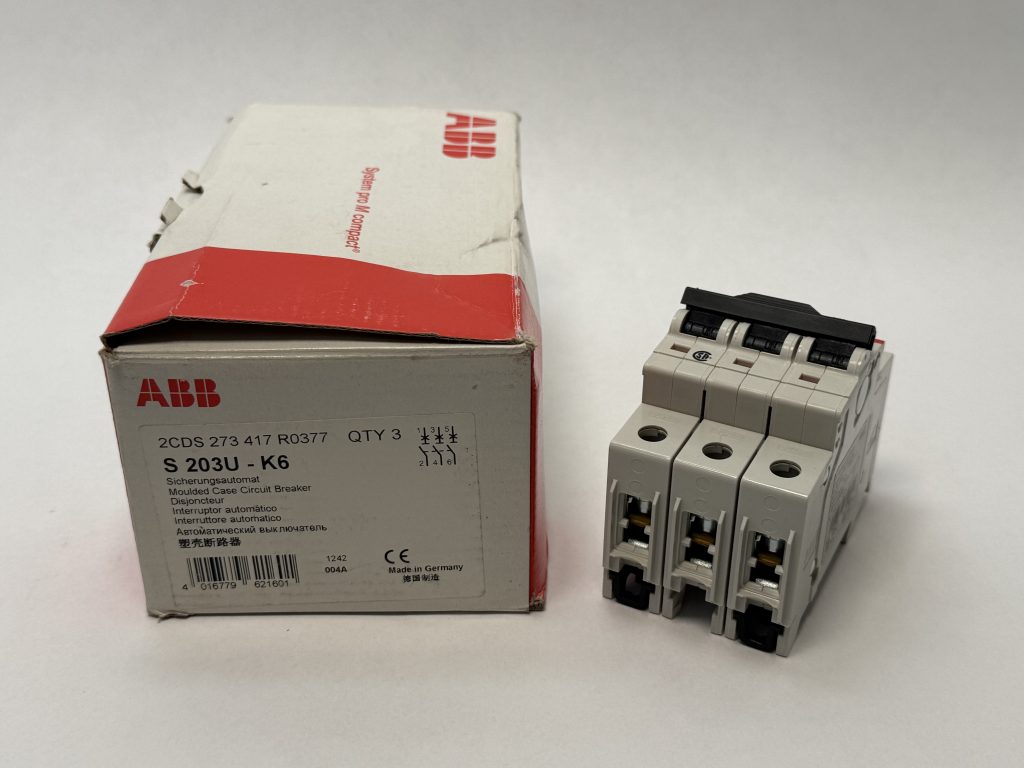 ABB S203U-K6 Miniature Circuit Breaker 3 Pole 6A K Curve UL 489 240V Box Of 3