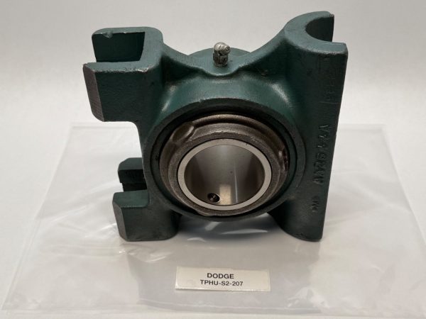 Dodge TPHU-S2-207 top angle take-up bearing unit with green cast housing and steel bearing insert
