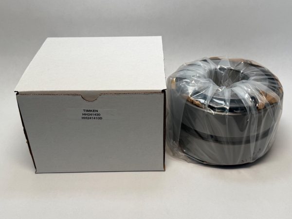 Timken two-row TDO tapered roller bearing shown shrink-wrapped next to its labeled packaging box