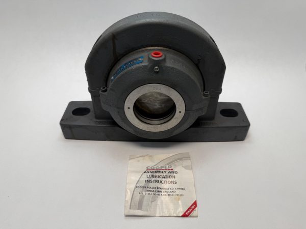 Cooper 02-BCP-207-GR split roller bearing pillow block unit with mounting base and assembly instructions sheet