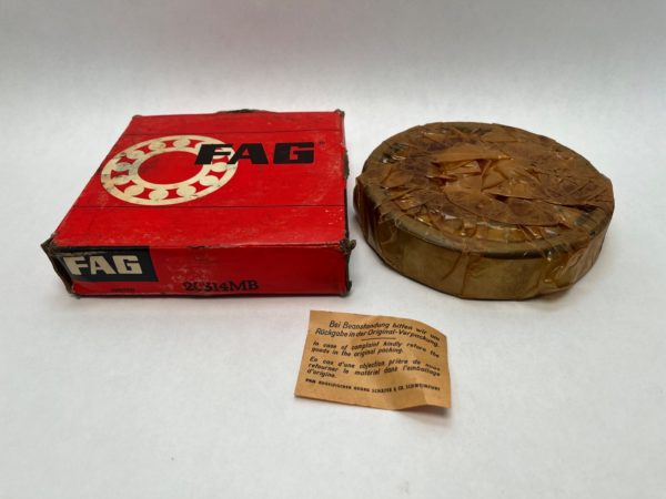 FAG 20314MB barrel roller bearing wrapped in protective paper beside its original red box