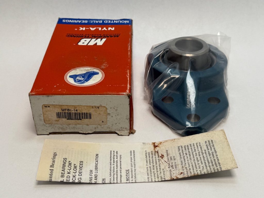 Three-Bolt Flange Mount Ball Bearing Unit — 1-1/4 in Bore, Cast Iron Housing